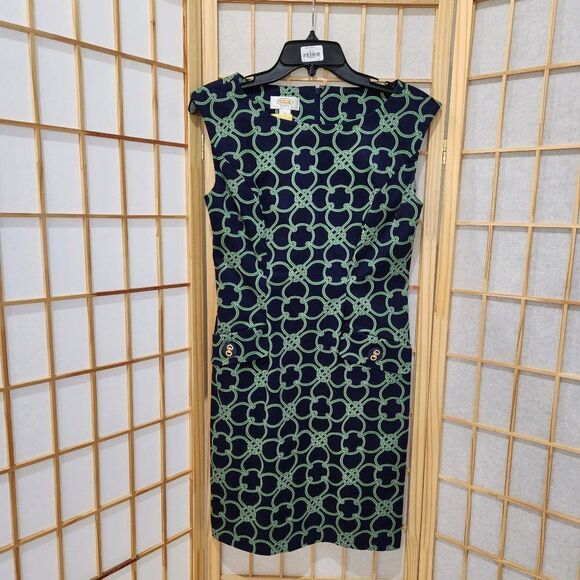Talbots Petites Womens Chain Link Pattern Dress Sz 4 - Picture 1 of 10